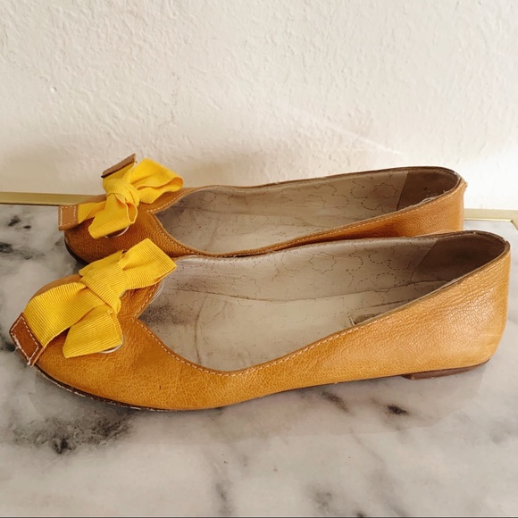 Furla Mustard Flats with Bow - Picture 3 of 7